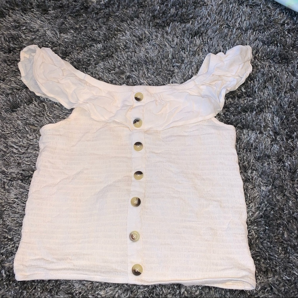 Cream off the shoulder shirt